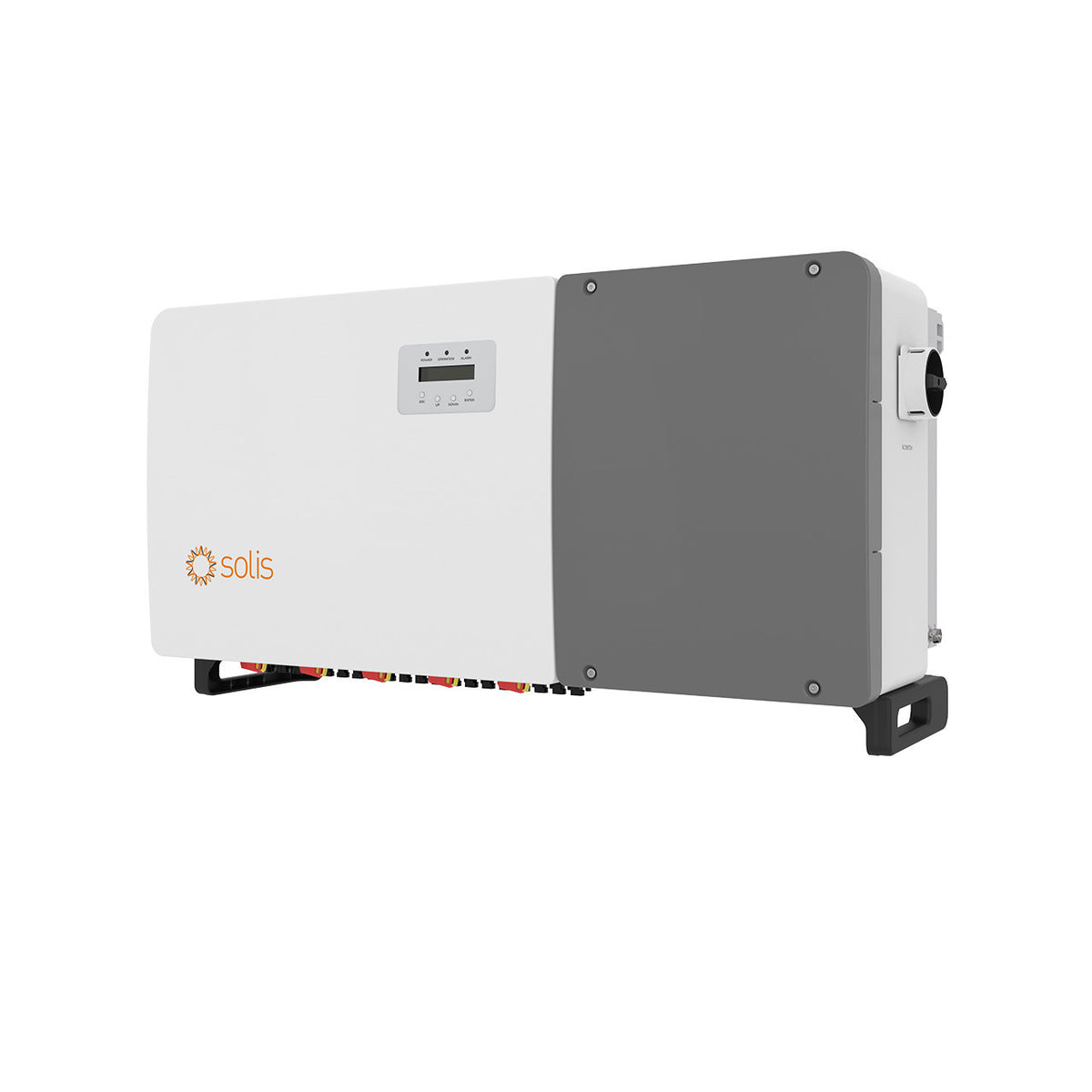 Solis S5-GC60K-LV-US, 60 kW 208 V, angle view. Frankensolar / Solis product photo.